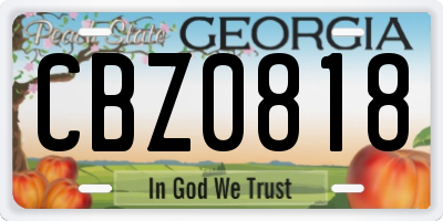 GA license plate CBZ0818