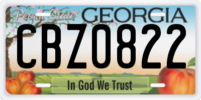 GA license plate CBZ0822