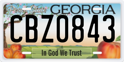 GA license plate CBZ0843