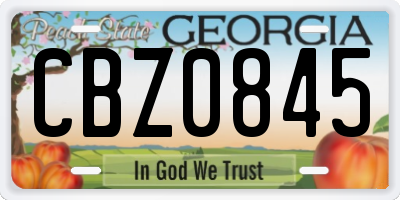 GA license plate CBZ0845