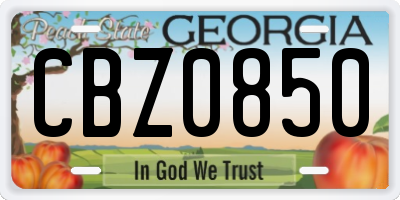 GA license plate CBZ0850