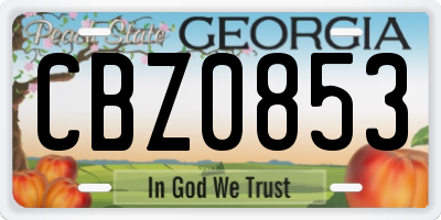 GA license plate CBZ0853