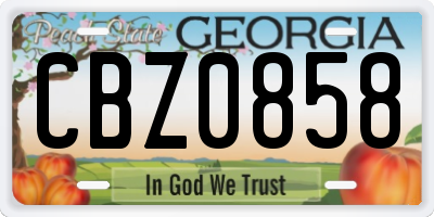 GA license plate CBZ0858