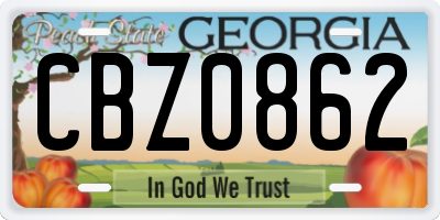 GA license plate CBZ0862