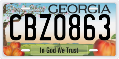 GA license plate CBZ0863
