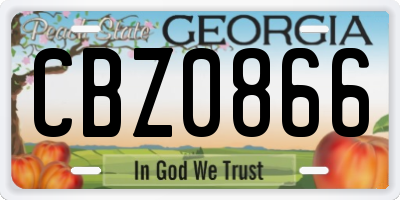 GA license plate CBZ0866