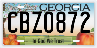GA license plate CBZ0872