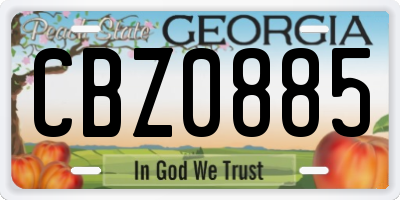 GA license plate CBZ0885