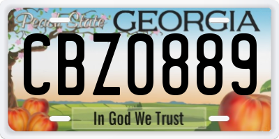 GA license plate CBZ0889