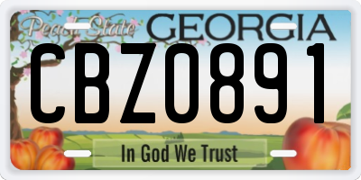 GA license plate CBZ0891