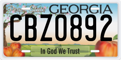 GA license plate CBZ0892