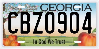 GA license plate CBZ0904