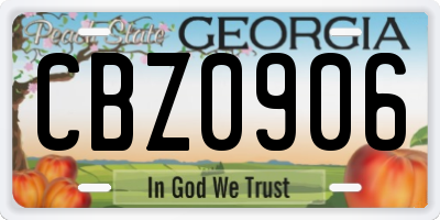 GA license plate CBZ0906