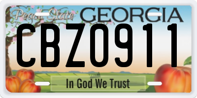 GA license plate CBZ0911