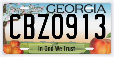 GA license plate CBZ0913
