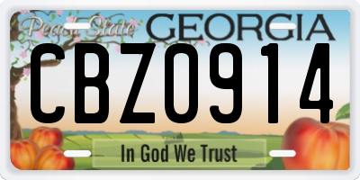 GA license plate CBZ0914