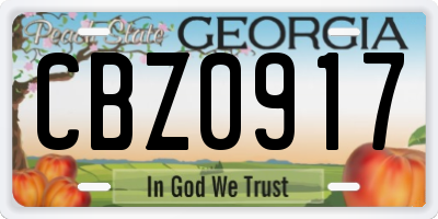 GA license plate CBZ0917
