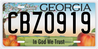 GA license plate CBZ0919