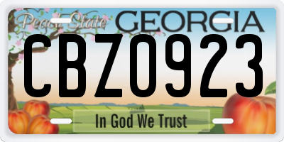 GA license plate CBZ0923