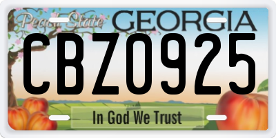 GA license plate CBZ0925