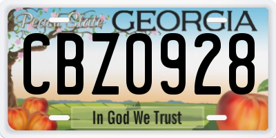 GA license plate CBZ0928