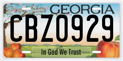 GA license plate CBZ0929