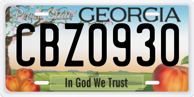 GA license plate CBZ0930