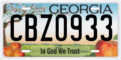 GA license plate CBZ0933