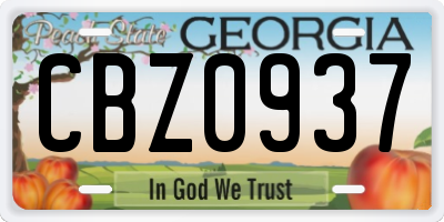 GA license plate CBZ0937