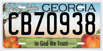 GA license plate CBZ0938