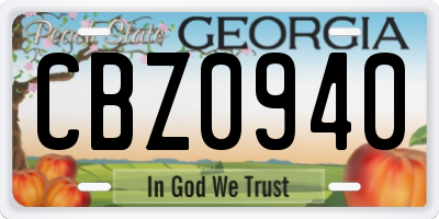 GA license plate CBZ0940