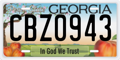 GA license plate CBZ0943