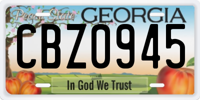 GA license plate CBZ0945