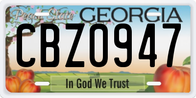 GA license plate CBZ0947
