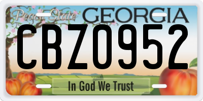 GA license plate CBZ0952