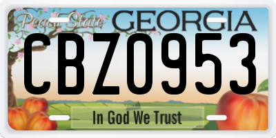 GA license plate CBZ0953