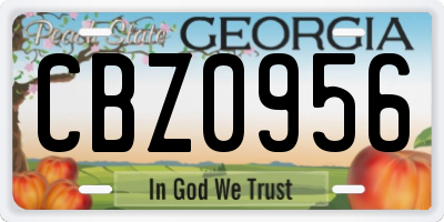 GA license plate CBZ0956