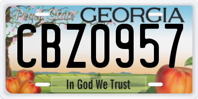 GA license plate CBZ0957