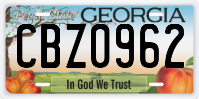 GA license plate CBZ0962
