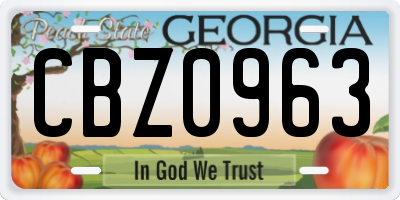 GA license plate CBZ0963