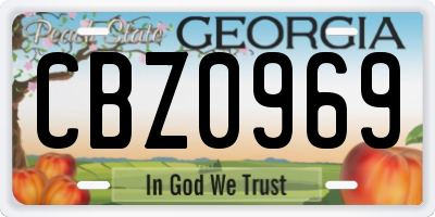GA license plate CBZ0969