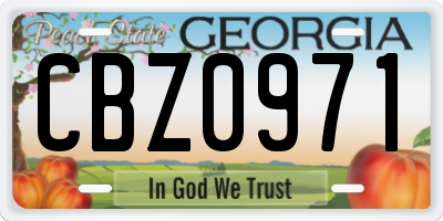 GA license plate CBZ0971