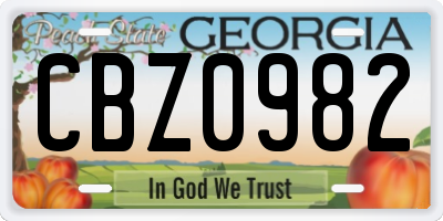 GA license plate CBZ0982