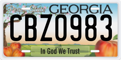 GA license plate CBZ0983