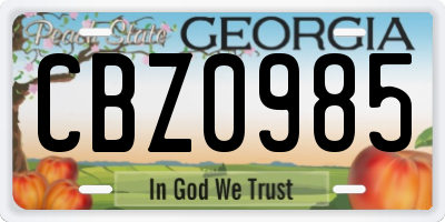 GA license plate CBZ0985