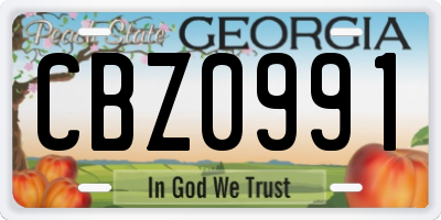 GA license plate CBZ0991