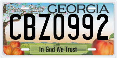 GA license plate CBZ0992
