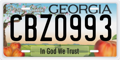 GA license plate CBZ0993
