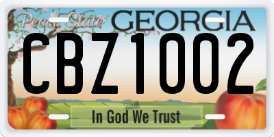 GA license plate CBZ1002