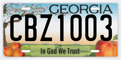 GA license plate CBZ1003